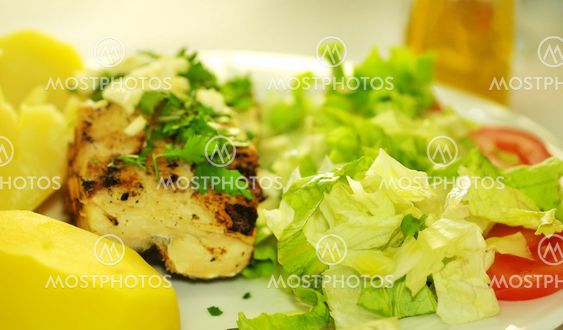 traditional plate of grilled cod