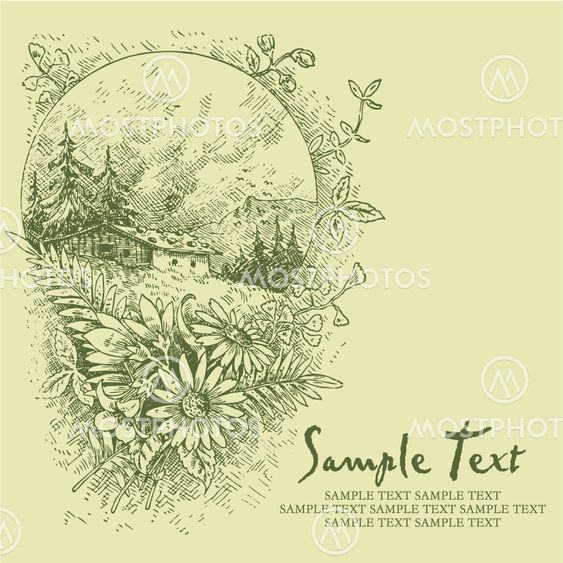 antique card engraving (vector)