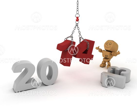 cardboard character bringing in the new year