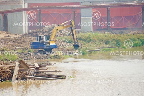 Old excavator loader machine