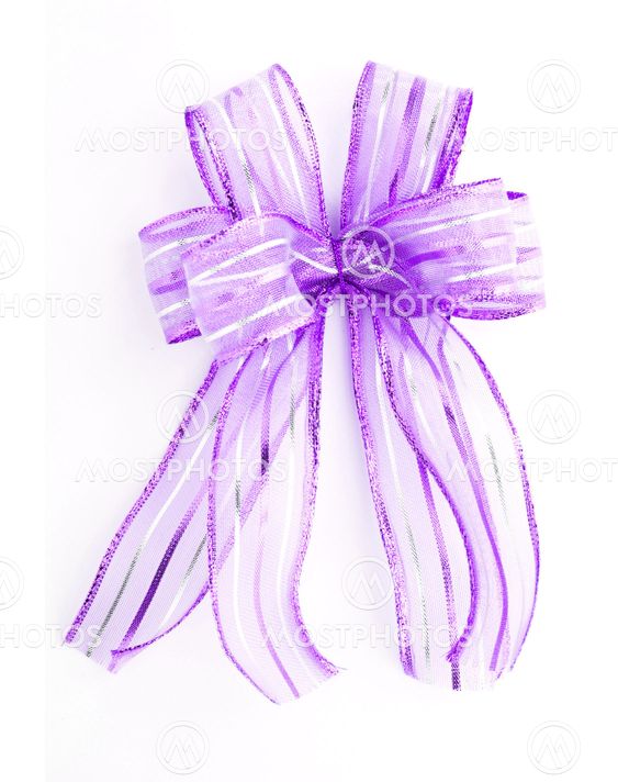 Purple Satin gift bow. ribbon isolated on white