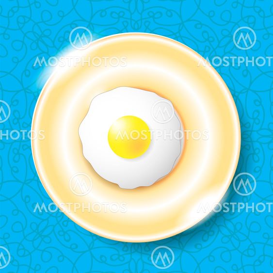 Fried Egg Icon Isolated on Blue