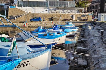 Sunset panorama of the port of Sozopol, Bulgaria