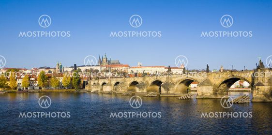 Prague Castle with Charles bridge, Prague, Czech Republic