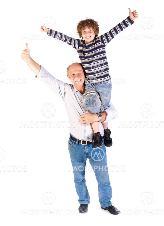 Grandfather giving grandson piggy-back