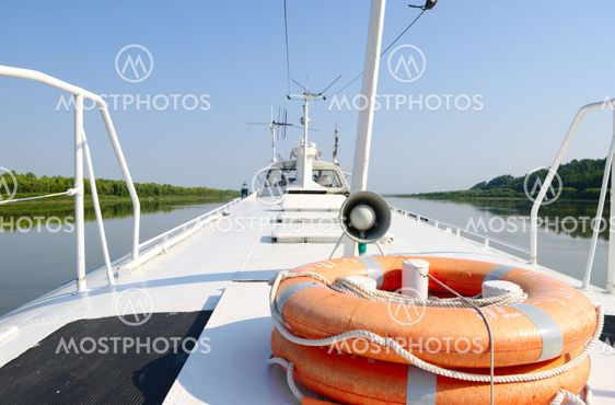 deck of the ship with lifebuoy