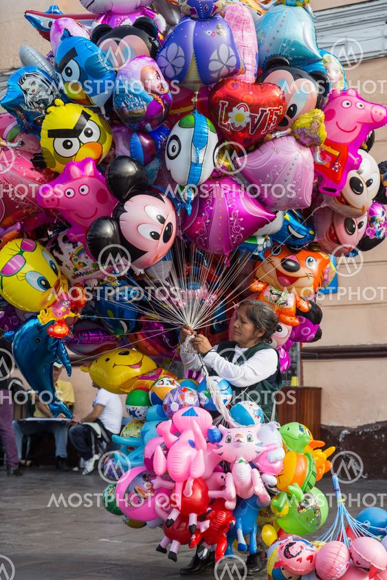 Old lady selling balloons