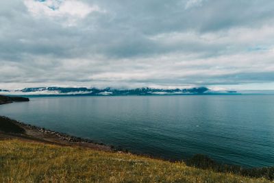 majestic icelandic seacoast with rocky mountains and...