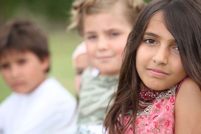 A group of preadolescent schoolchildren