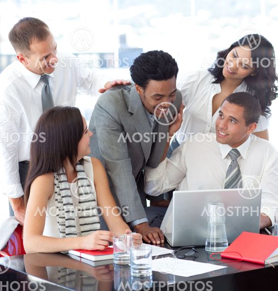 Successful business team working together in office