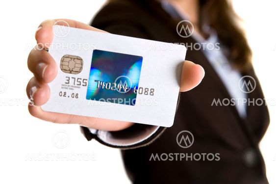 businesswoman showing visa credit card