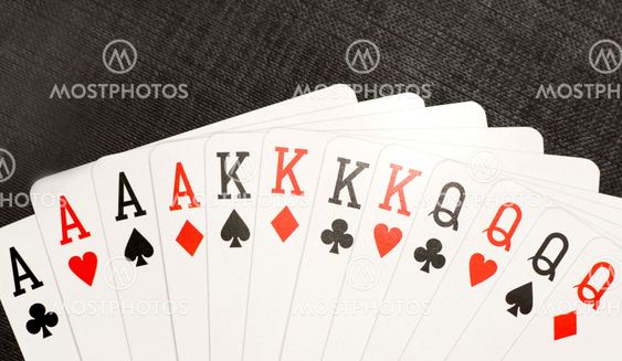 Playing cards on a black background