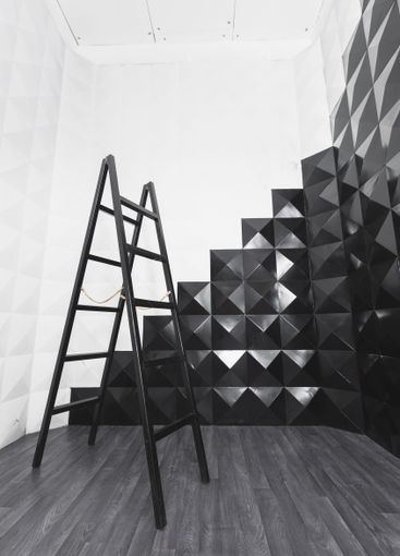 Wooden staircase ladder as the interior decoration