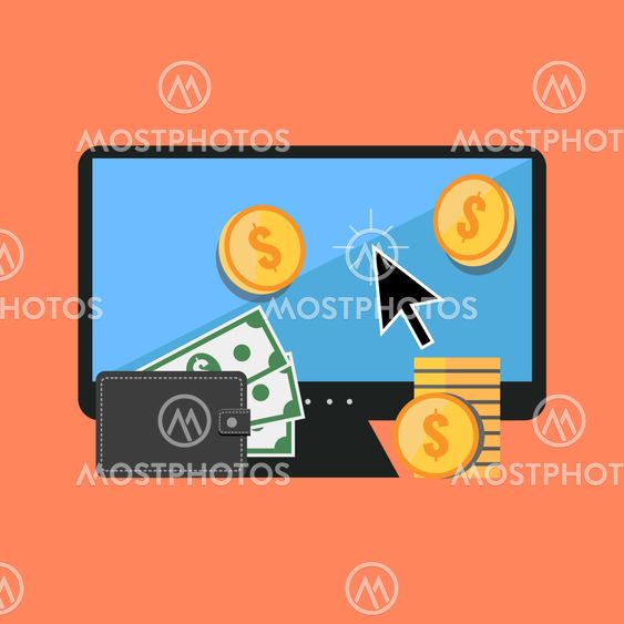 Making money online concept. Flat design stylish.