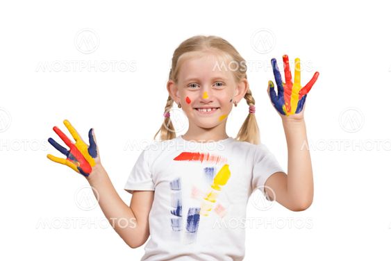 girl with painted hands