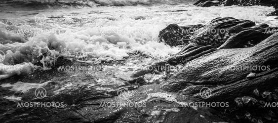 Black and white and blue sea