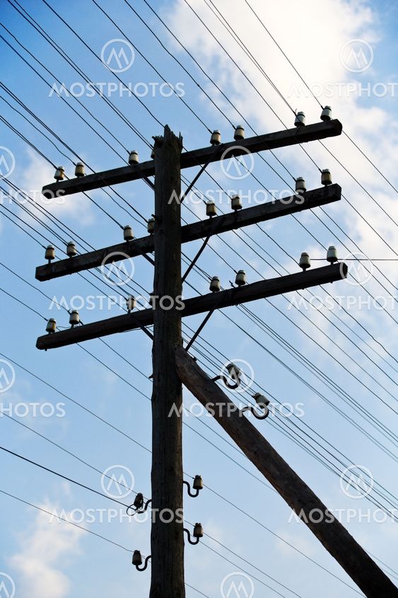 old wooden electric post