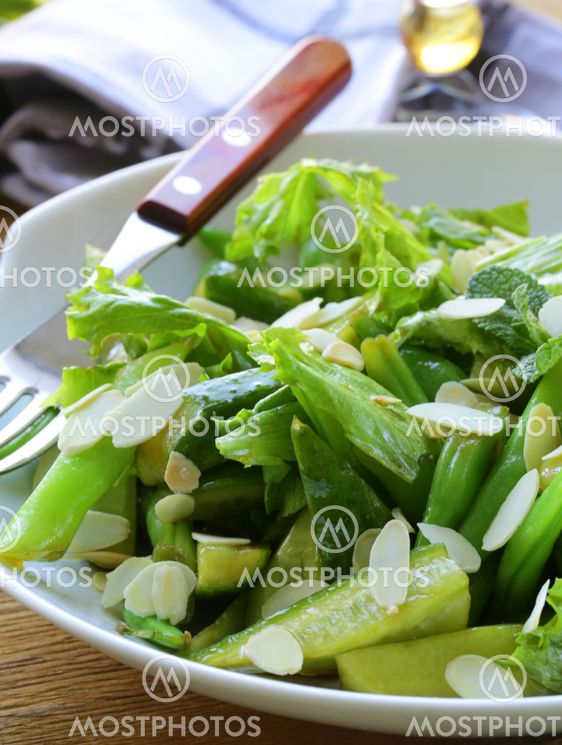salad with cucumbers and green beans
