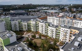 Utsikt över Barkarbystaden, Järfälla, Stockholm, Sverige.