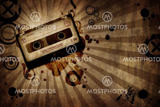grunge texture background with music cassete