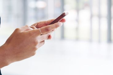 Closeup, hands and research with smartphone, business...