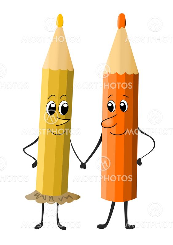 Cartoon pencils friends