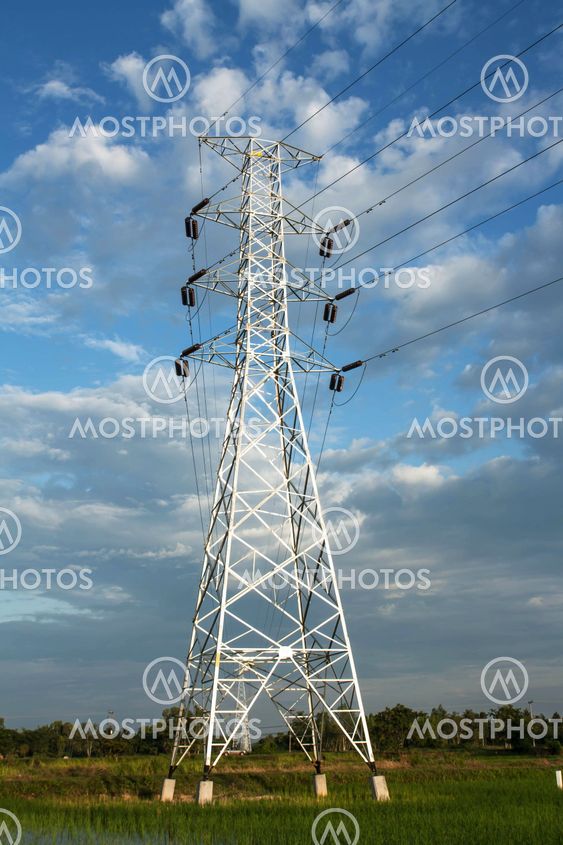 High voltage pylon in paddy