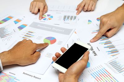 Business people hands analyst team work group during...