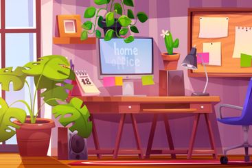 Home office interior with furniture and equipment