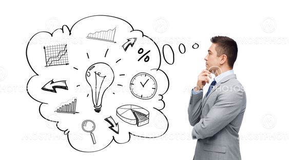 thinking businessman in suit making decision