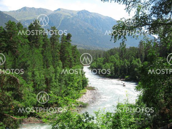 Wild caucasus river Zelenchuck. Arhyz. Cherkessia republic