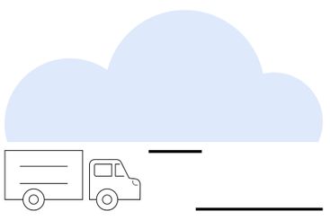 Delivery Truck with Blue Cloud Element Representing...