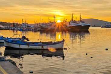 Sunset view of the port of Sozopol, Bulgaria