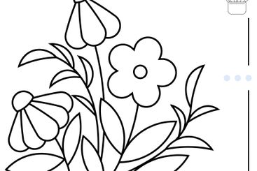 Minimal floral design with blooming flowers and leaves...