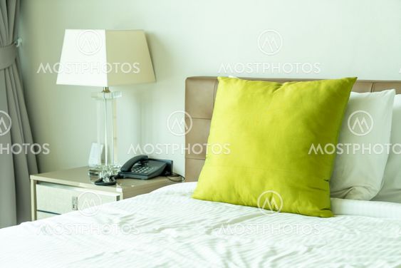 pillow on bed decoration in bedroom interior