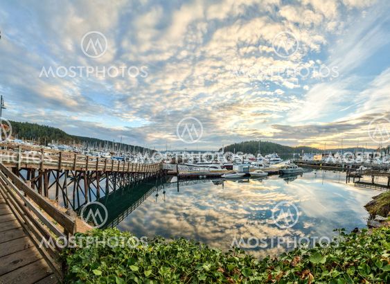 Cloud reflections at sunrise at Friday Harbor, Washington