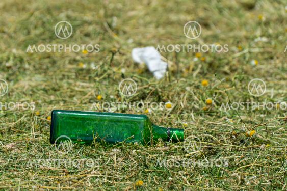 Glass Bottle Polluting Nature