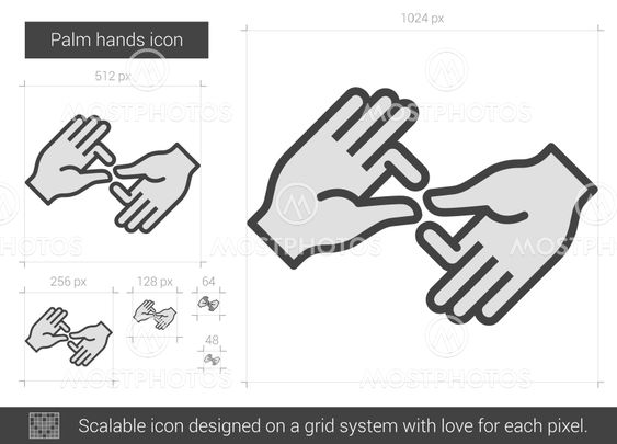 Palm hands line icon.