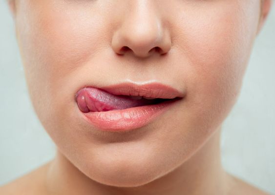 The close up shot of woman lips