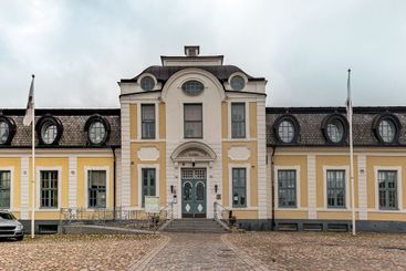 Tavern and square in Sjobo, Skane,