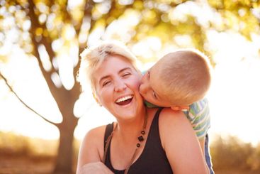 Portrait, mother and son in park, love and bonding...