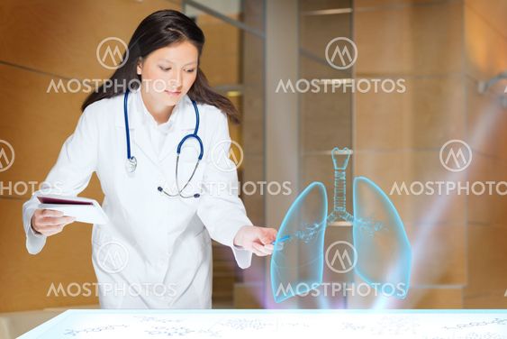 young woman doing research