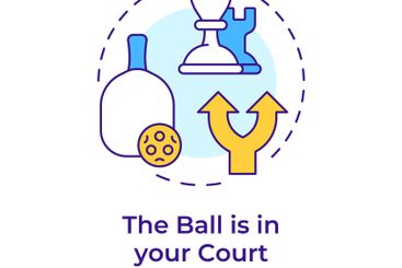 Ball in your court multi color concept icon