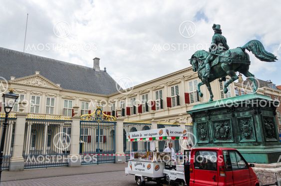 The Hague, Netherlands - May 8, 2015: People visit Noordeinde Palace, the Hague