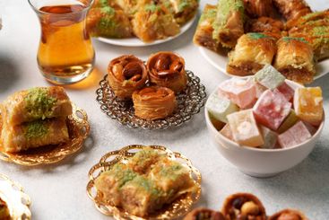 Delicious assortment of traditional sweets and desserts...