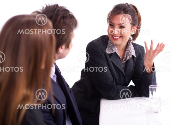 Businesswoman having healthy discussion