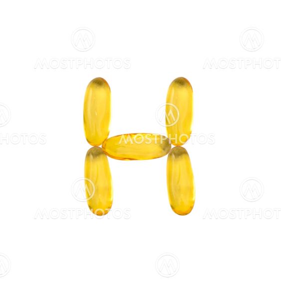 H alphabet made from fish oil pill
