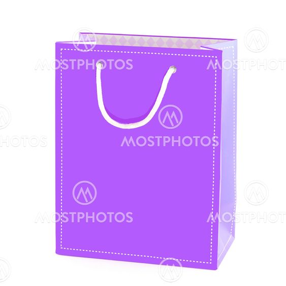 purple shopping bag isolated on white background