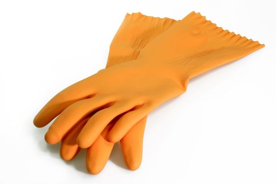 Orange gummihandsker