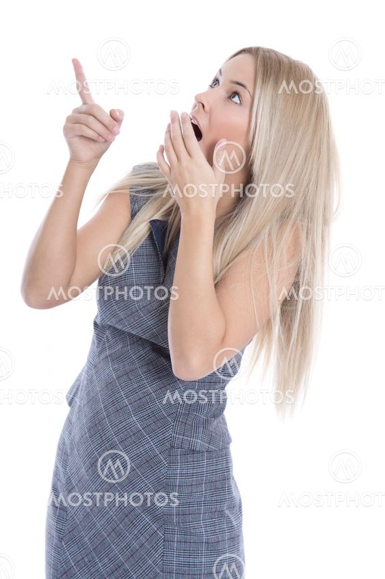 Isolated surprised young attractive business woman on...